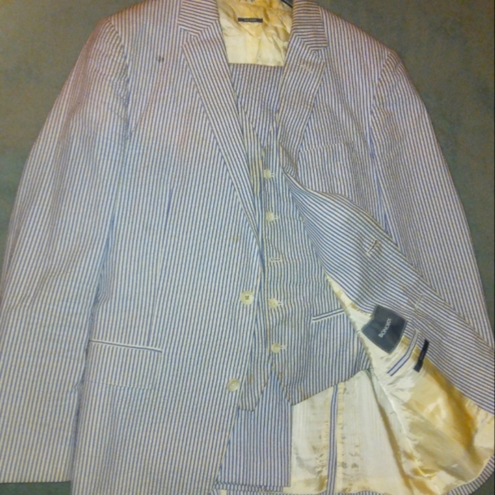 3 piece Seersucker Suit from Bonobo 40R jacket  32W x 32L Slacks